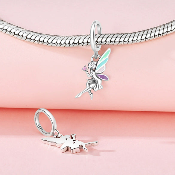 S925 Sterling Silver Lovers Family Friendship Pendant Diy Jewelry Accessories Bracelet With Dripping Oil Design