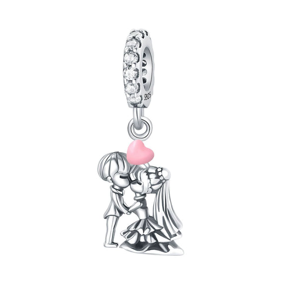 S925 Sterling Silver Lovers Family Friendship Pendant Diy Jewelry Accessories Bracelet With Dripping Oil Design