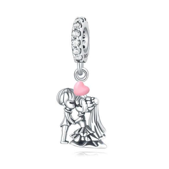 S925 Sterling Silver Lovers Family Friendship Pendant Diy Jewelry Accessories Bracelet With Dripping Oil Design
