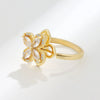 S925 Sterling Silver Lucky Clover Flower Ring With Double Layer Rotating Design And Gold Plated Finish For Women