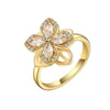 S925 Sterling Silver Lucky Clover Flower Ring With Double Layer Rotating Design And Gold Plated Finish For Women