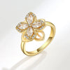 S925 Sterling Silver Lucky Clover Flower Ring With Double Layer Rotating Design And Gold Plated Finish For Women