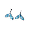 S925 Sterling Silver Mermaid Tail Animal Earrings For Women Simple Electroplated Cute Blue Stud Earrings