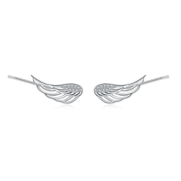 S925 Sterling Silver Microinlaid Angel Wings Ear Clips For Women Fashionable And Personalized
