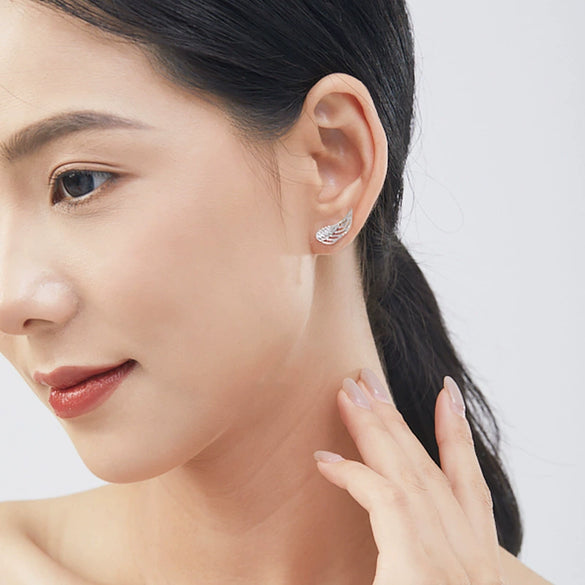 S925 Sterling Silver Microinlaid Angel Wings Ear Clips For Women Fashionable And Personalized