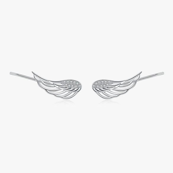 S925 Sterling Silver Microinlaid Angel Wings Ear Clips For Women Fashionable And Personalized