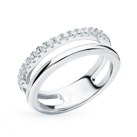 S925 Sterling Silver Microinlaid Zircon Double Row Ring Electroplated Geometric Fashion Commuter Ol Classic Allmatch Highend Sense Ring Accessories