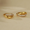S925 Sterling Silver Microinlaid Zircon Geometric Ring And Earring Set For Women
