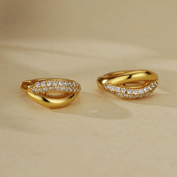 S925 Sterling Silver Microinlaid Zircon Geometric Ring And Earring Set For Women