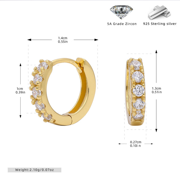 S925 Sterling Silver Microinlaid Zircon Geometric Simple Earrings For Women