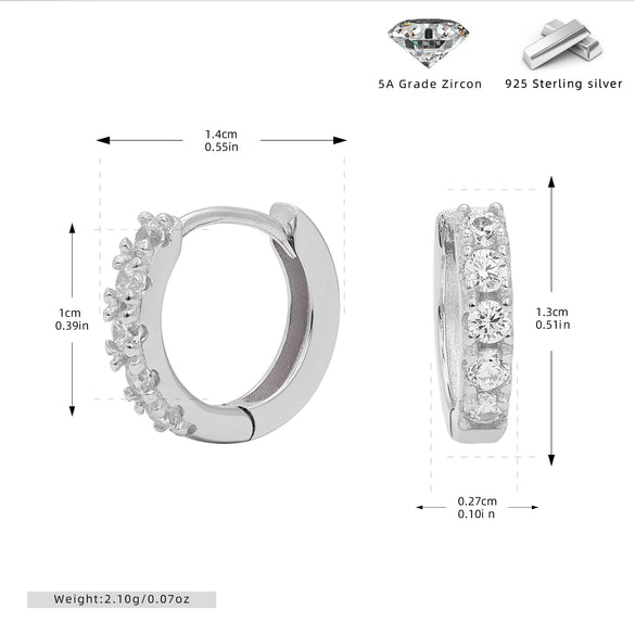 S925 Sterling Silver Microinlaid Zircon Geometric Simple Earrings For Women