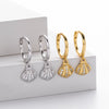 S925 Sterling Silver Microinlaid Zircon Shell Earrings Natural Style Women's