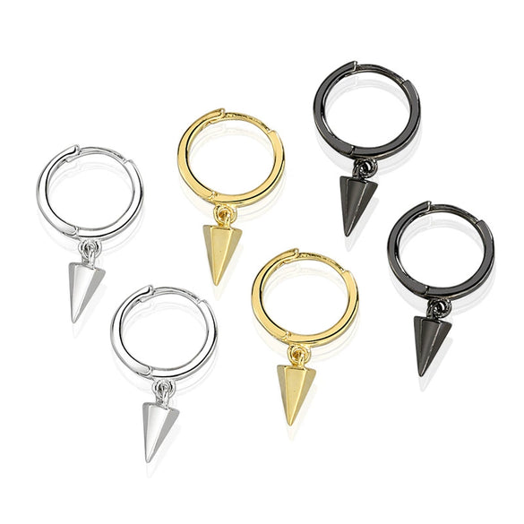 S925 Sterling Silver Minimalist Geometric Hexagon Cone Stud Earrings Electroplated Punk Style Ear Studs