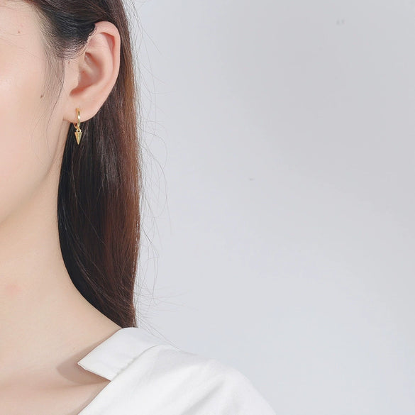 S925 Sterling Silver Minimalist Geometric Hexagon Cone Stud Earrings Electroplated Punk Style Ear Studs