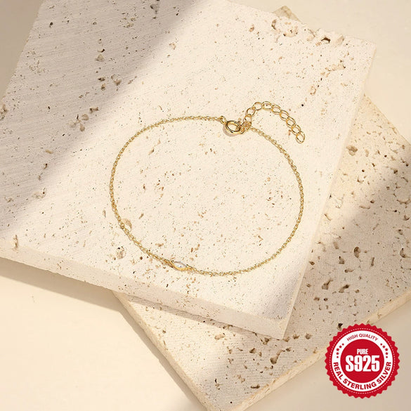S925 Sterling Silver Minimalist Geometric Horse Eye Diamond Bracelet With Electroplating And Real Gold Plating