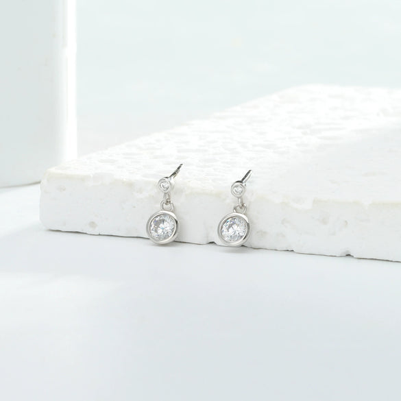 S925 Sterling Silver Minimalist Geometric Microinlay Women's Earrings
