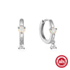 S925 Sterling Silver Minimalist Geometric Opal Earrings With Electroplating Treatment For Women