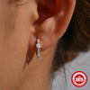S925 Sterling Silver Minimalist Geometric Opal Earrings With Electroplating Treatment For Women