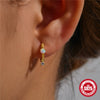 S925 Sterling Silver Minimalist Geometric Opal Earrings With Electroplating Treatment For Women