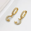 S925 Sterling Silver Minimalist Moon Ear Buckle Earrings With Diamond Inlaid Zircon Stud Design