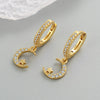 S925 Sterling Silver Minimalist Moon Ear Buckle Earrings With Diamond Inlaid Zircon Stud Design