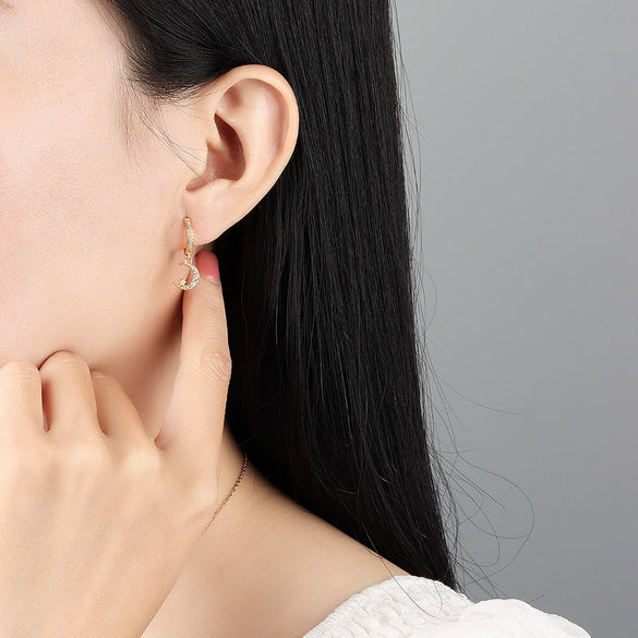 S925 Sterling Silver Minimalist Moon Ear Buckle Earrings With Diamond Inlaid Zircon Stud Design