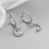 S925 Sterling Silver Minimalist Moon Ear Buckle Earrings With Diamond Inlaid Zircon Stud Design