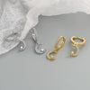 S925 Sterling Silver Minimalist Moon Ear Buckle Earrings With Diamond Inlaid Zircon Stud Design