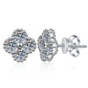 S925 Sterling Silver Moissanite Earrings Four Leaf Clover Light Luxury Electroplated For Women