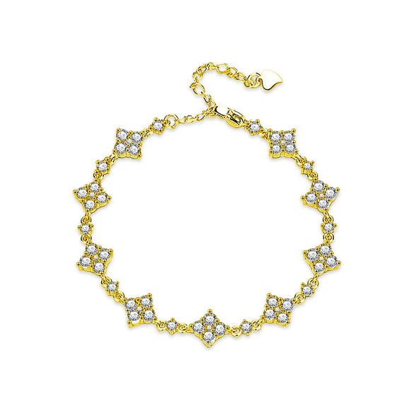 S925 Sterling Silver Moissanite Geometric Four Leaf Clover Women's Bracelet Set With Diamonds Fashion