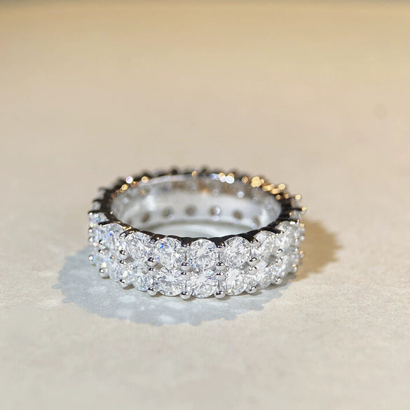 S925 Sterling Silver Moissanite Geometric Light Luxury Unisex Ring