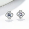 S925 Sterling Silver Moissanite Geometric Lucky Grass Earrings Electroplated Fashion Sweet Jewelry Gift