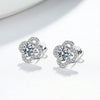 S925 Sterling Silver Moissanite Geometric Lucky Grass Earrings Electroplated Fashion Sweet Jewelry Gift