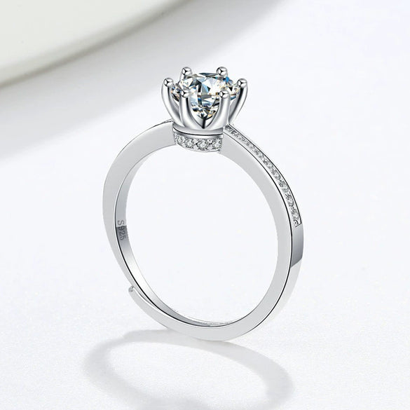 S925 Sterling Silver Moissanite Geometric Ring For Women Electroplated Korean Fashion Jewelry Gift