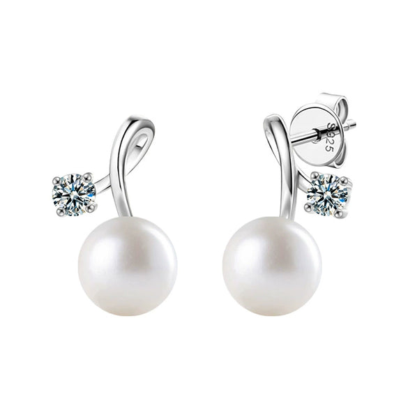 S925 Sterling Silver Moissanite Pearl Fruit Earrings Set With Diamonds