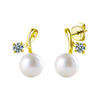 S925 Sterling Silver Moissanite Pearl Fruit Earrings Set With Diamonds