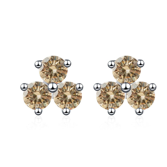 S925 Sterling Silver Moissanite Round Diamond Women's Earrings
