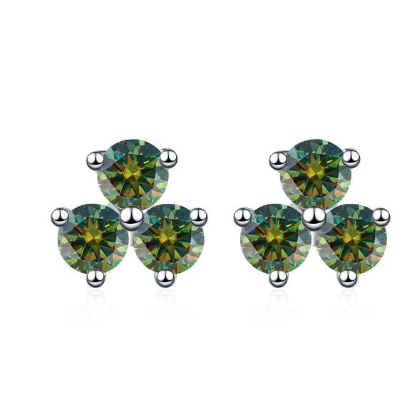 S925 Sterling Silver Moissanite Round Diamond Women's Earrings