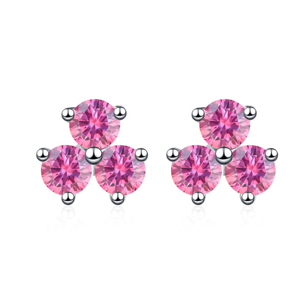 S925 Sterling Silver Moissanite Round Diamond Women's Earrings