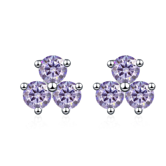 S925 Sterling Silver Moissanite Round Diamond Women's Earrings
