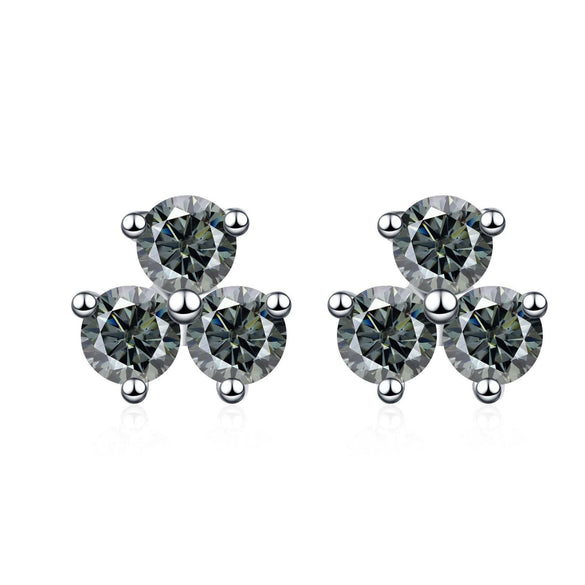 S925 Sterling Silver Moissanite Round Diamond Women's Earrings