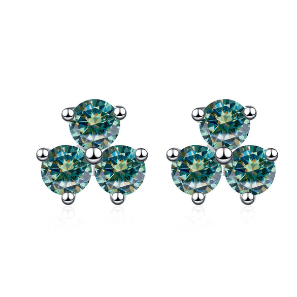 S925 Sterling Silver Moissanite Round Diamond Women's Earrings