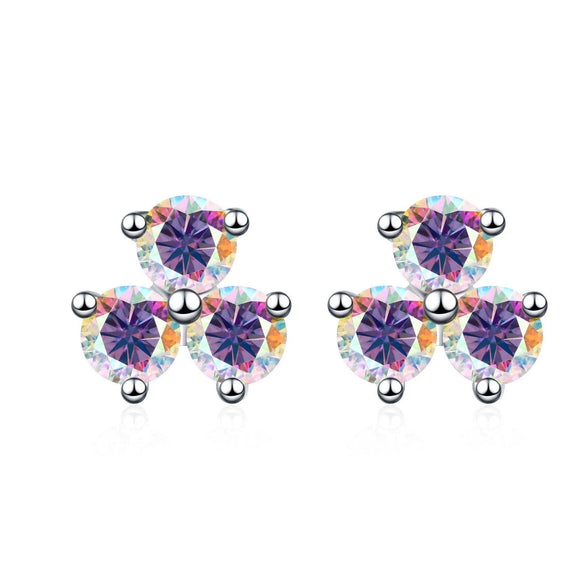 S925 Sterling Silver Moissanite Round Diamond Women's Earrings