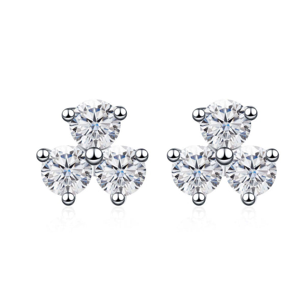 S925 Sterling Silver Moissanite Round Diamond Women's Earrings