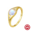 S925 Sterling Silver Moon Geometric Engagement Ring For Women With Electroplating And Real Gold Plating