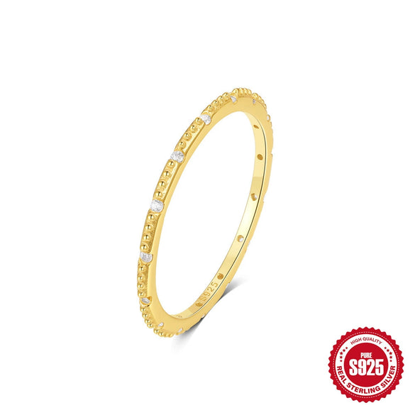 S925 Sterling Silver Moon Geometric Engagement Ring For Women With Electroplating And Real Gold Plating