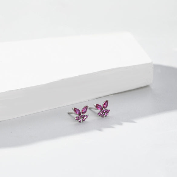 S925 Sterling Silver Mori Sweet Butterfly Zircon Electroplated Women's Earrings