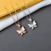S925 Sterling Silver Mother Of Pearl Butterfly Pendant Necklace With Cross Chain Simple Fashion Clavicle Jewelry For Women