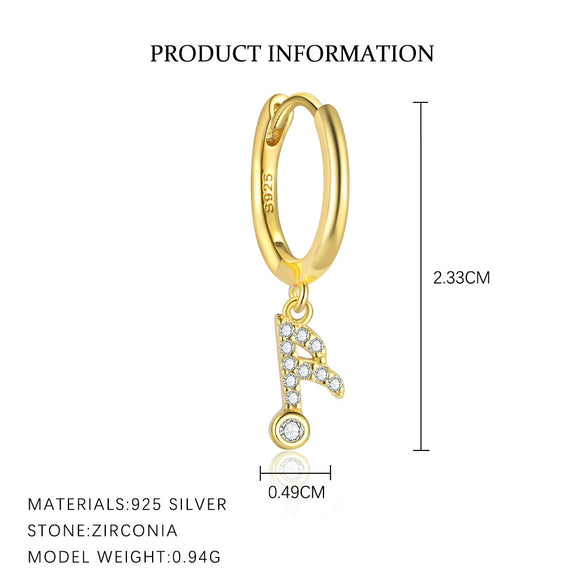 S925 Sterling Silver Musical Notes Fashion Earrings For Women With Zirconia