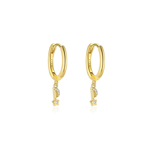 S925 Sterling Silver Musical Notes Fashion Earrings For Women With Zirconia